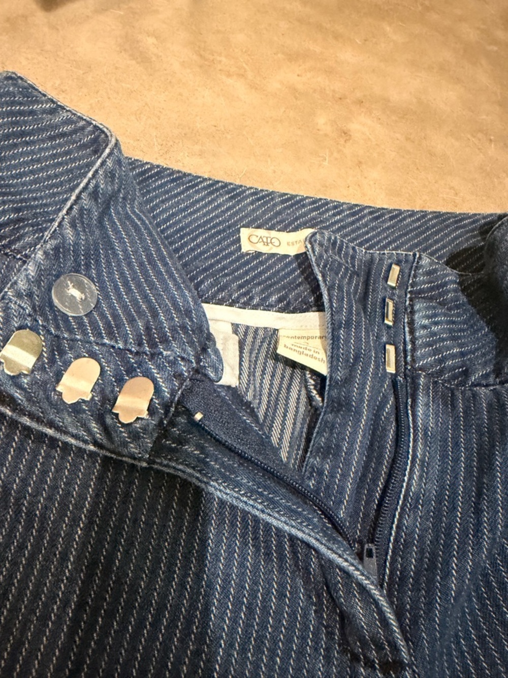 Cato Ribbed 100% Tencel Soft Wide-Leg Jeans in Indigo Stripped Blue Jeans 2 Hip
